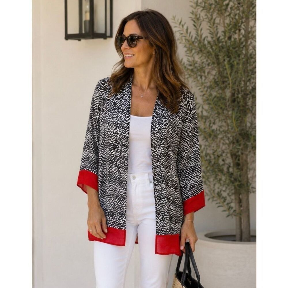 Draper’s & Damon Sheer Open Kimono Jacket Top Women’s Medium